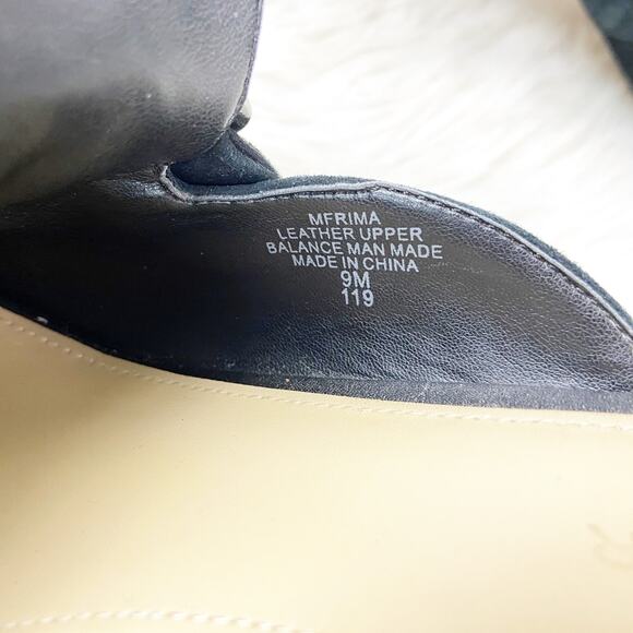 Marc Fisher 9 M Womens Black Suede Rima Buckle Slide Mule Mirror Heels Sandals - Picture 11 of 13